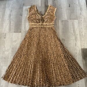 JT Dress by Jody of California Chic Pleated Dress shades of tan/brown Vintage